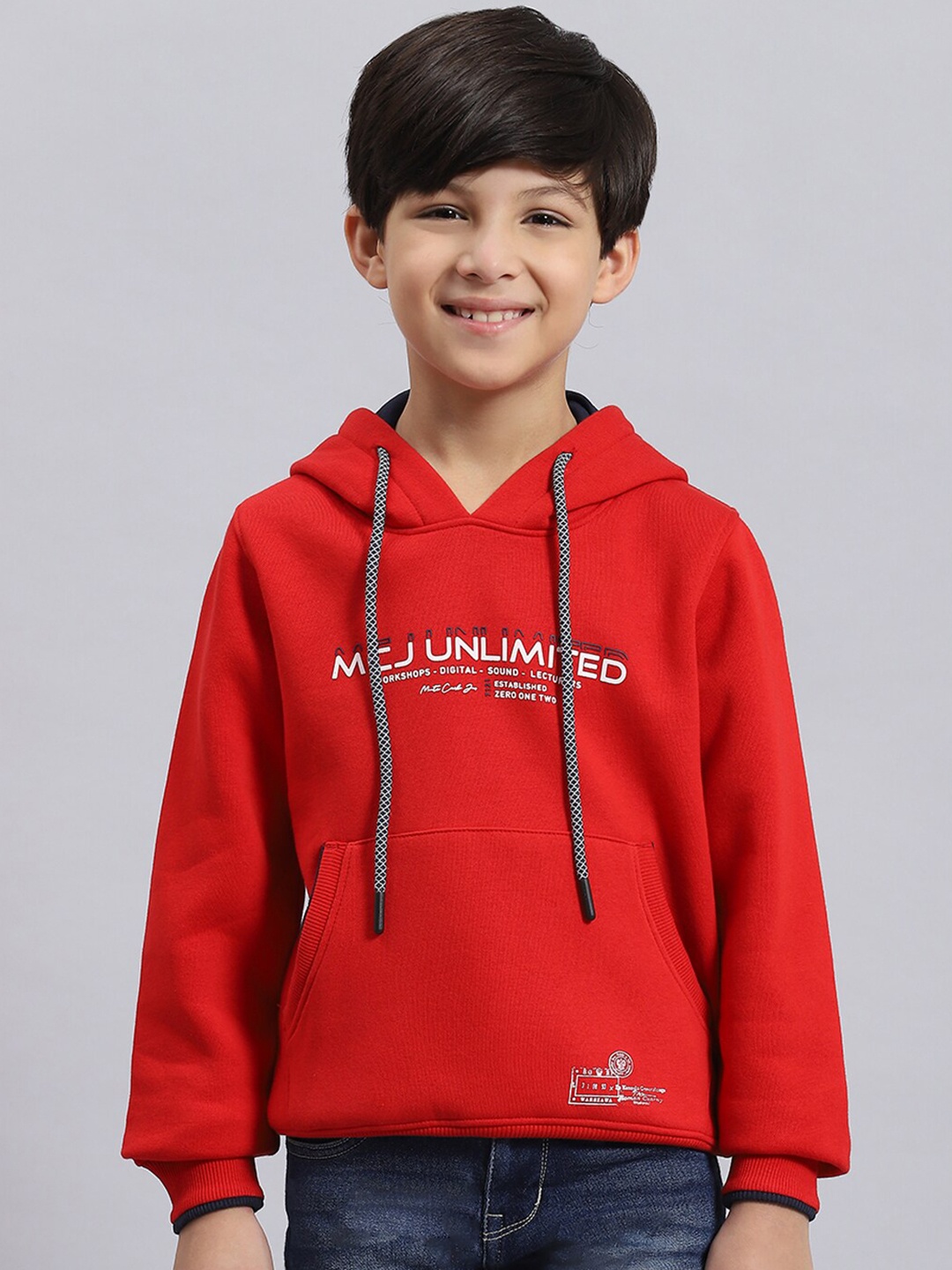 

Monte Carlo Boys Typography Printed Hooded Pullover Sweatshirt, Red