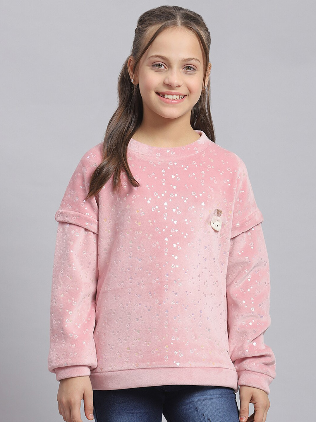 

Monte Carlo Girls Geometric Printed Pullover, Pink