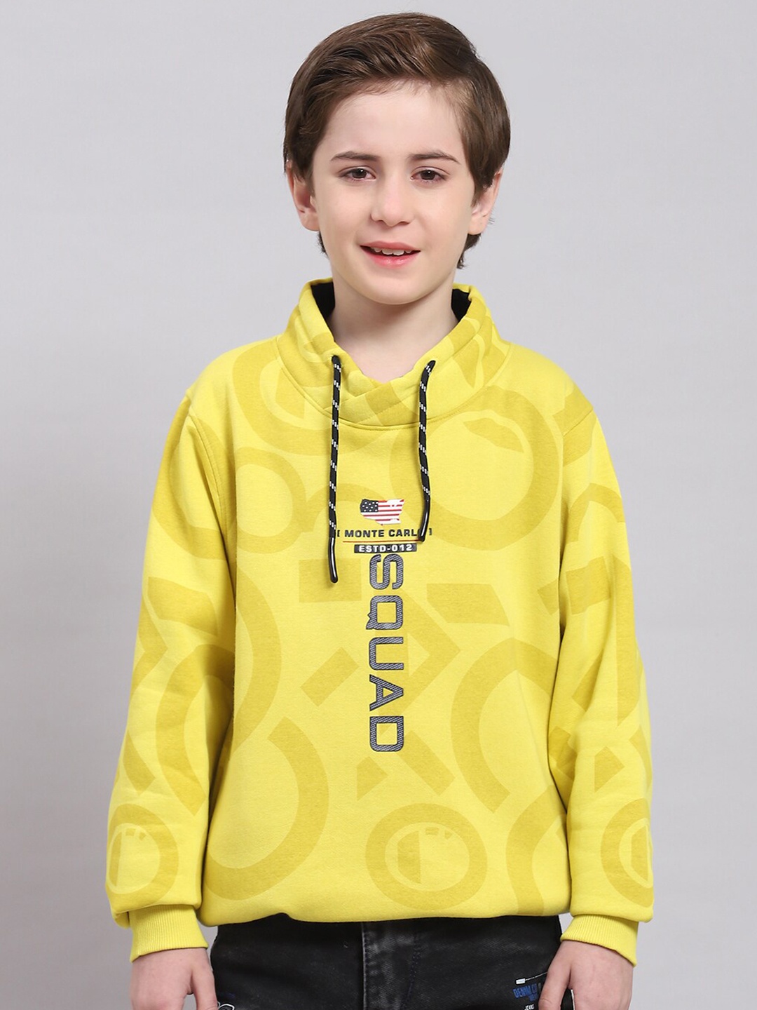 

Monte Carlo Printed Hooded Cotton Pullover Sweatshirt, Yellow