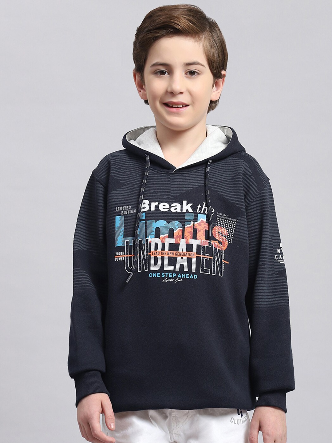 

Monte Carlo Boys Typography Printed Cotton Pullover Sweatshirt, Navy blue