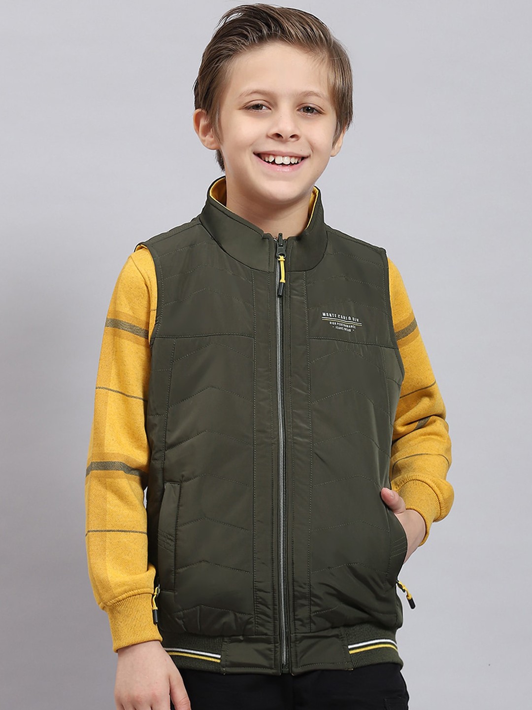 

Monte Carlo Boys Mock Collar Lightweight Bomber Jacket, Olive