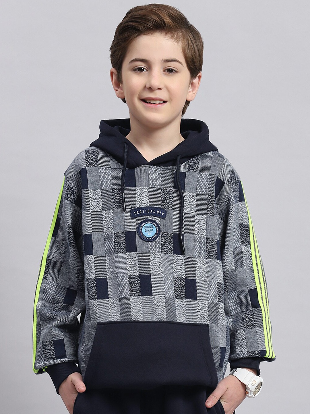 

Monte Carlo Boys Geometric Printed Hooded Pullover, Navy blue