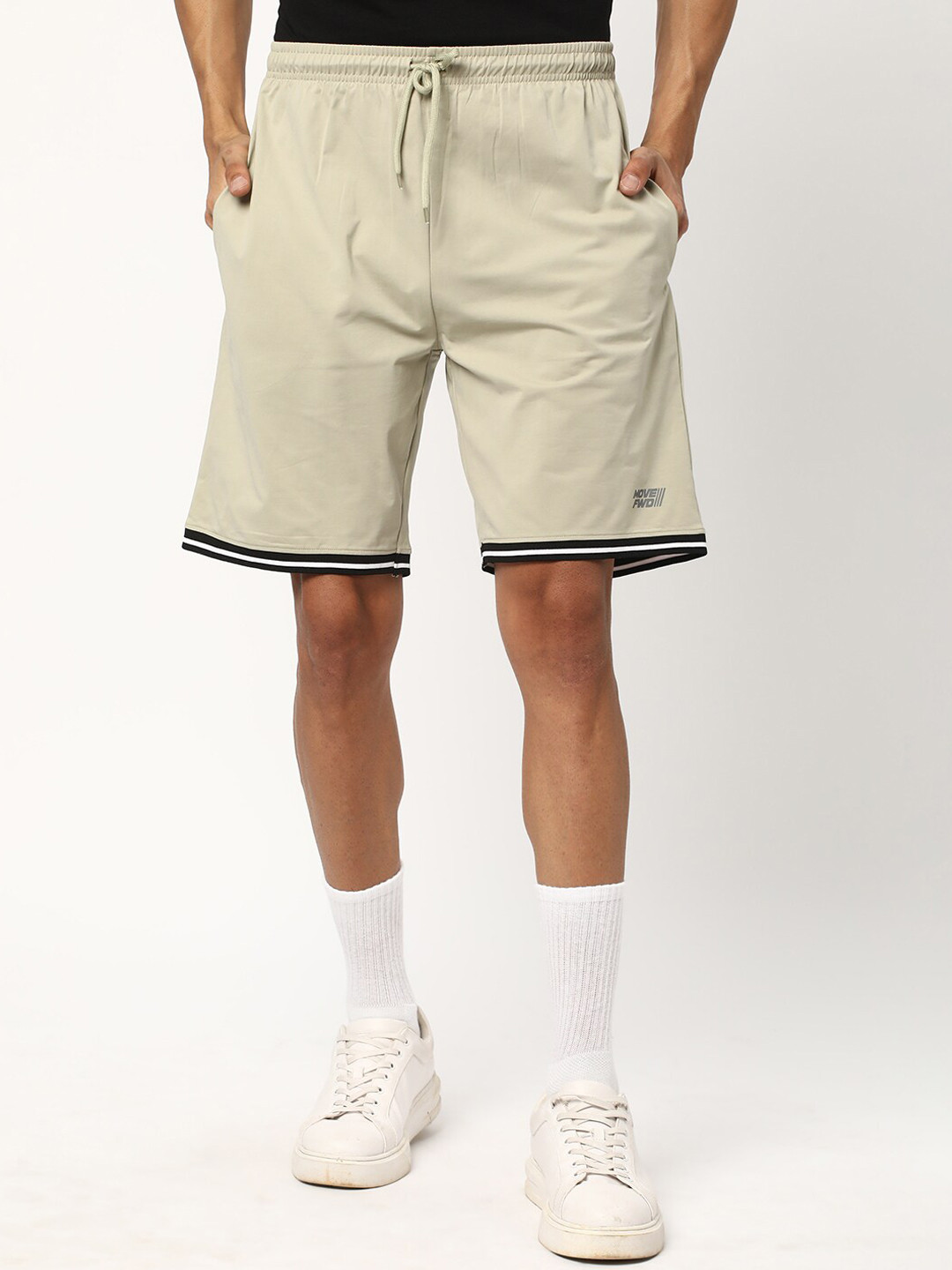 

R&B Men Mid-Rise Regular Shorts, Beige