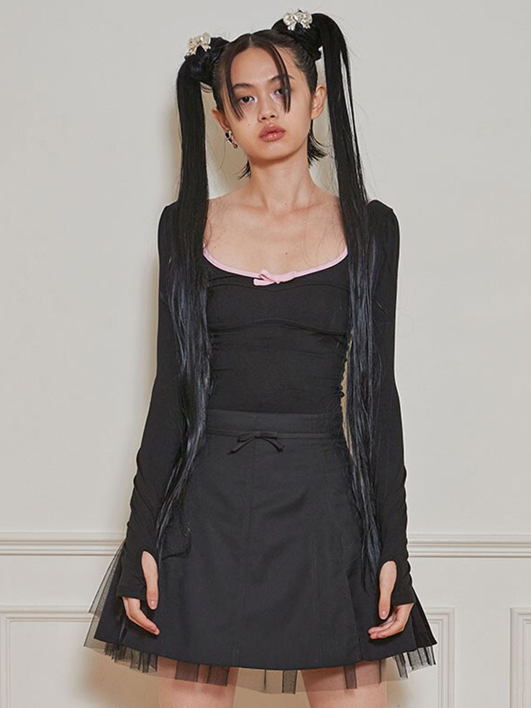 

StyleCast Black Scoop Neck Cotton Georgette Top