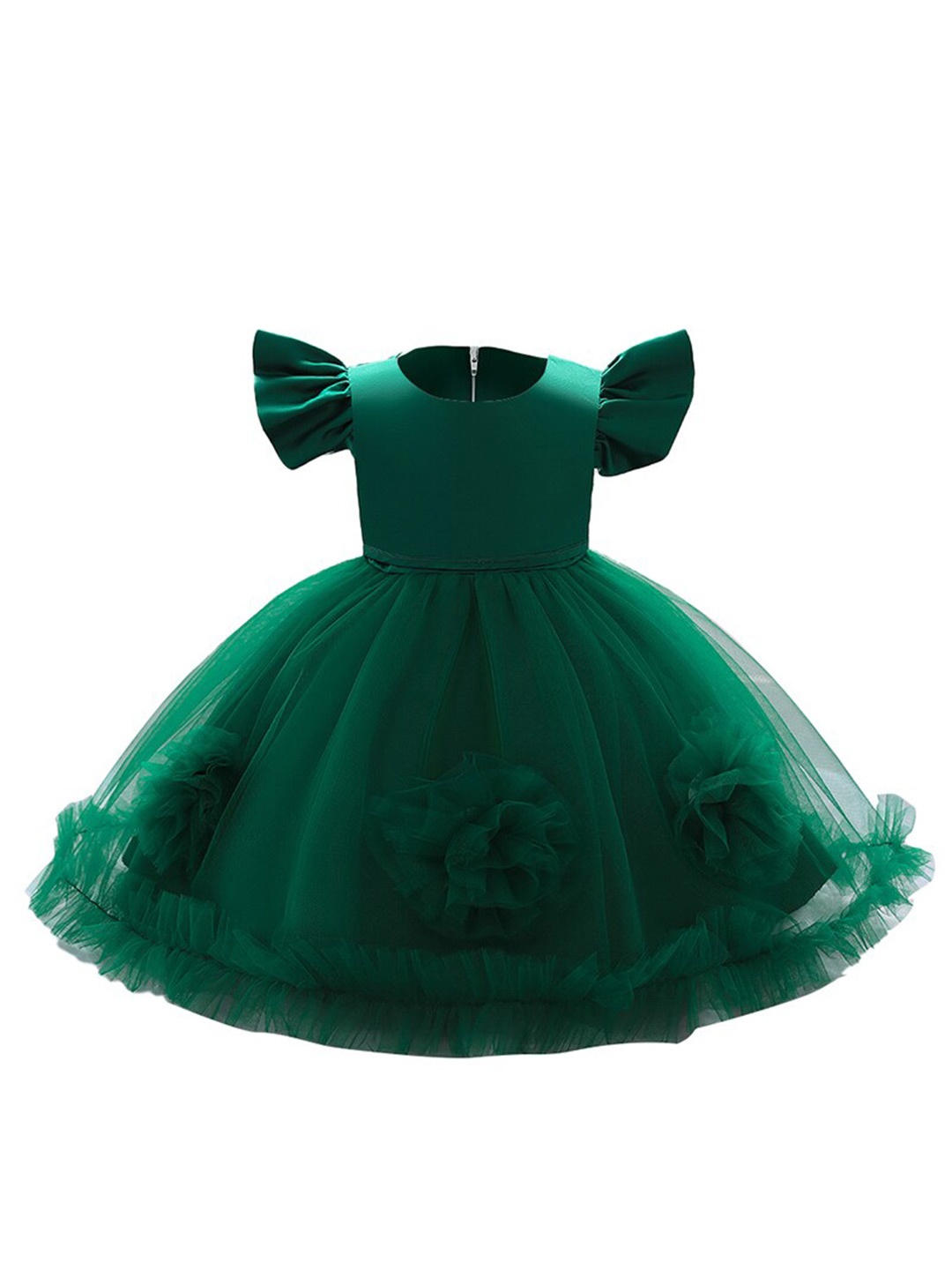 

StyleCast Girls Green Flutter Sleeve Ruffles Fit & Flare Dress