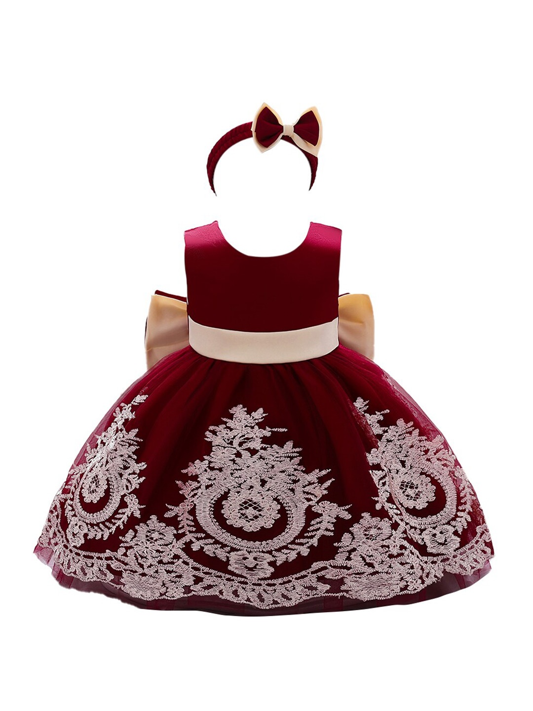 

StyleCast Girls Maroon Embroidered Fit & Flare Dress