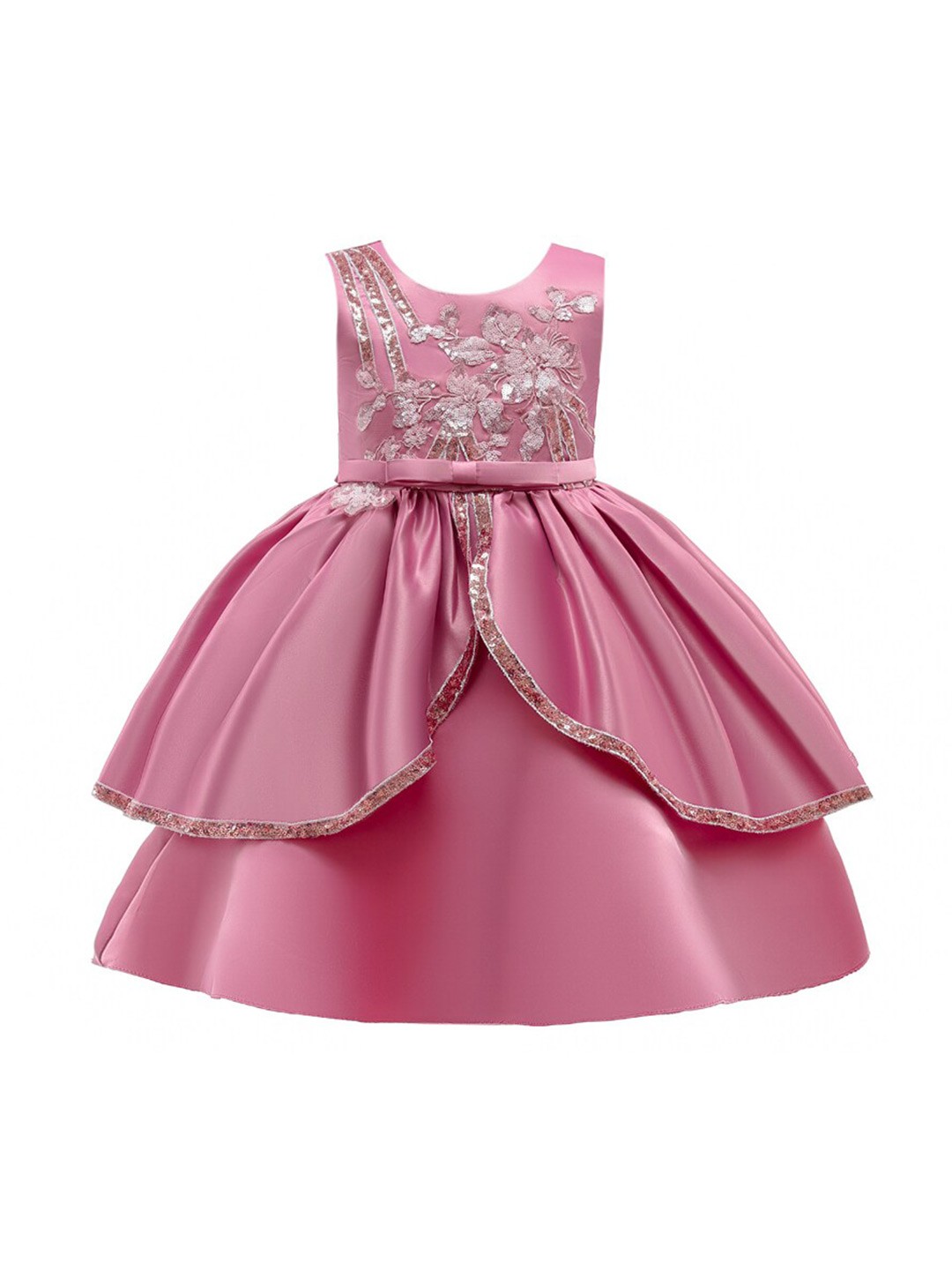 

StyleCast Girls Floral Embroidered Fit & Flare Maxi Party Dress With Applique, Pink