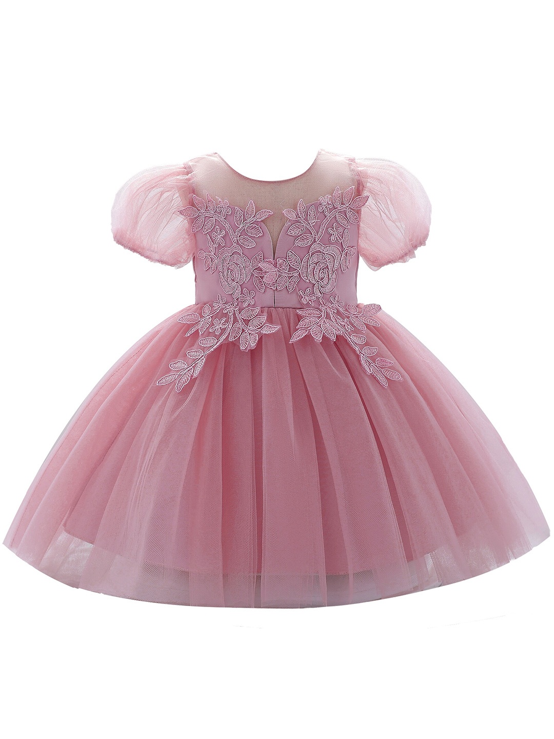 

StyleCast Girls Pink Floral Embellished Gathered Detailed Fit & Flare Dress