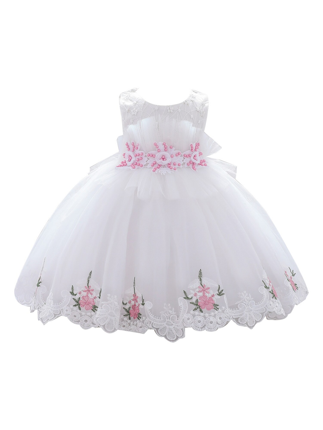 

StyleCast Girls White Embellished Puff Sleeve Cotton Fit & Flare Dress