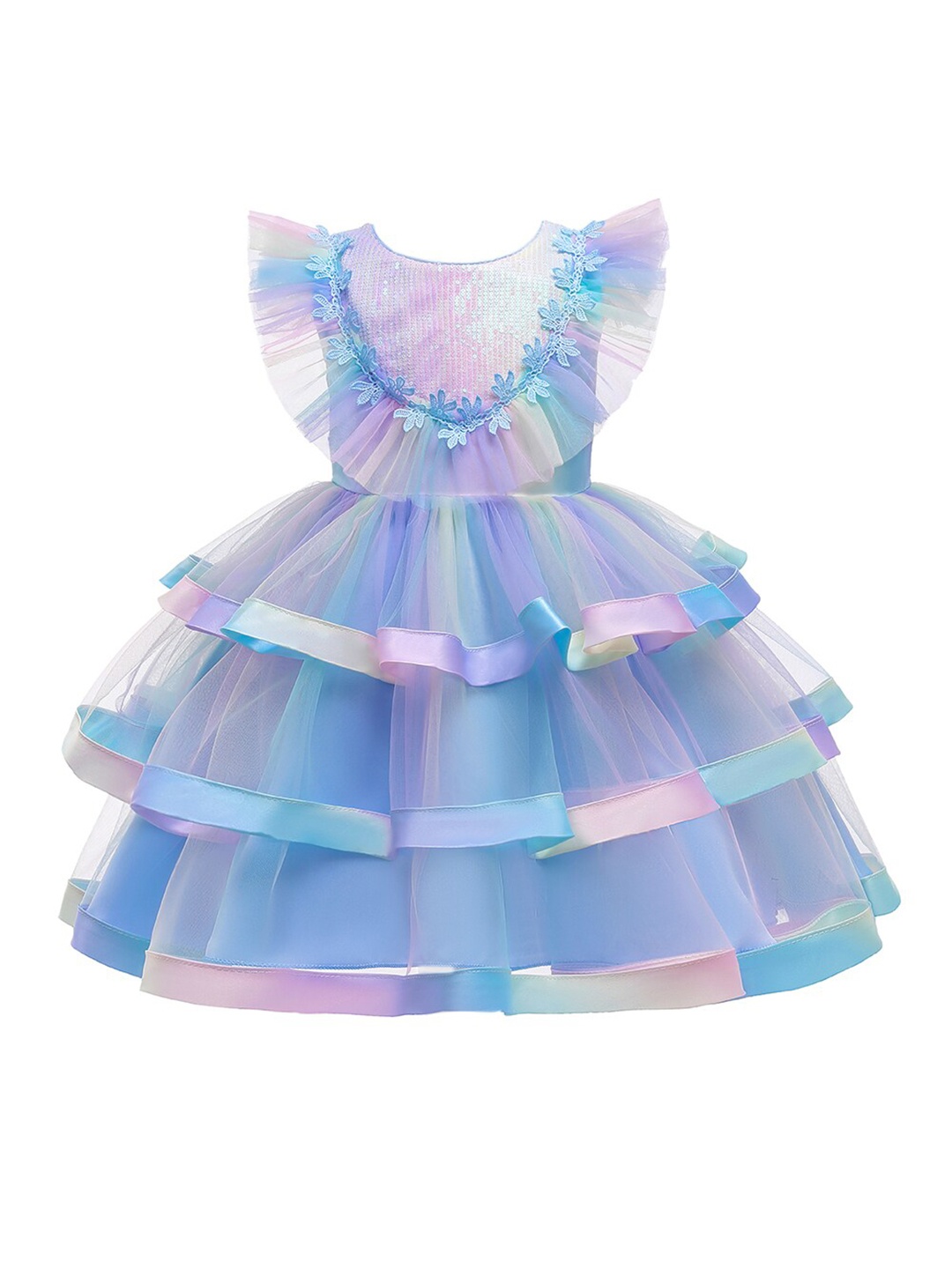 

StyleCast Girls Blue Embellished Layered Fit and Flare Dress
