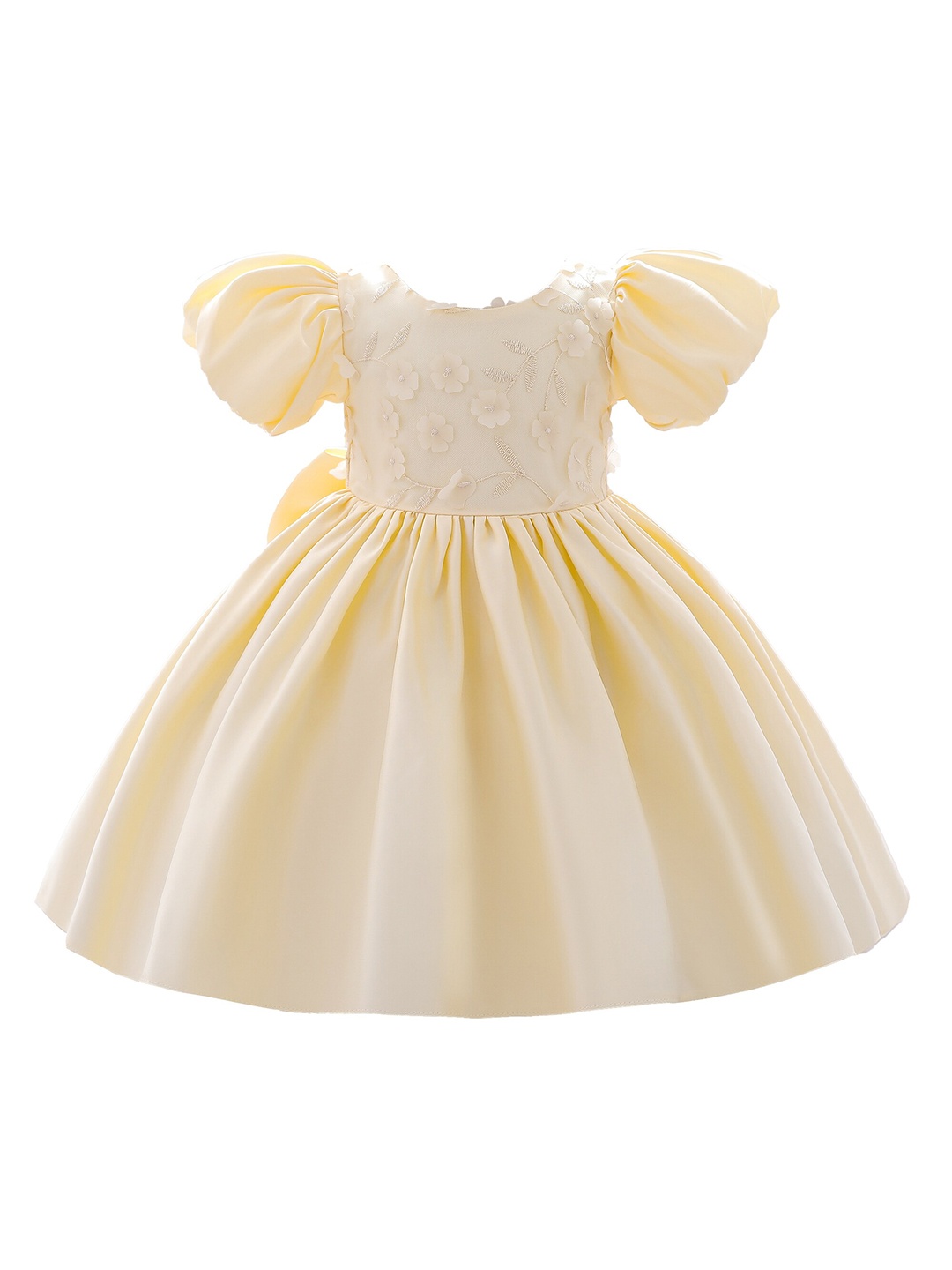 

StyleCast Yellow & sand dollar Floral Embroidered Puff Sleeve Fit & Flare Dress