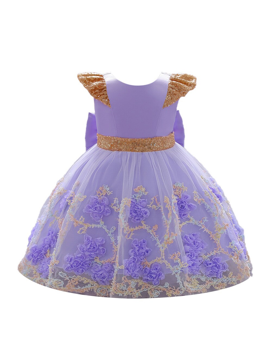 

StyleCast Girls Purple Floral Embroidered Bow Fit & Flare Midi Dress