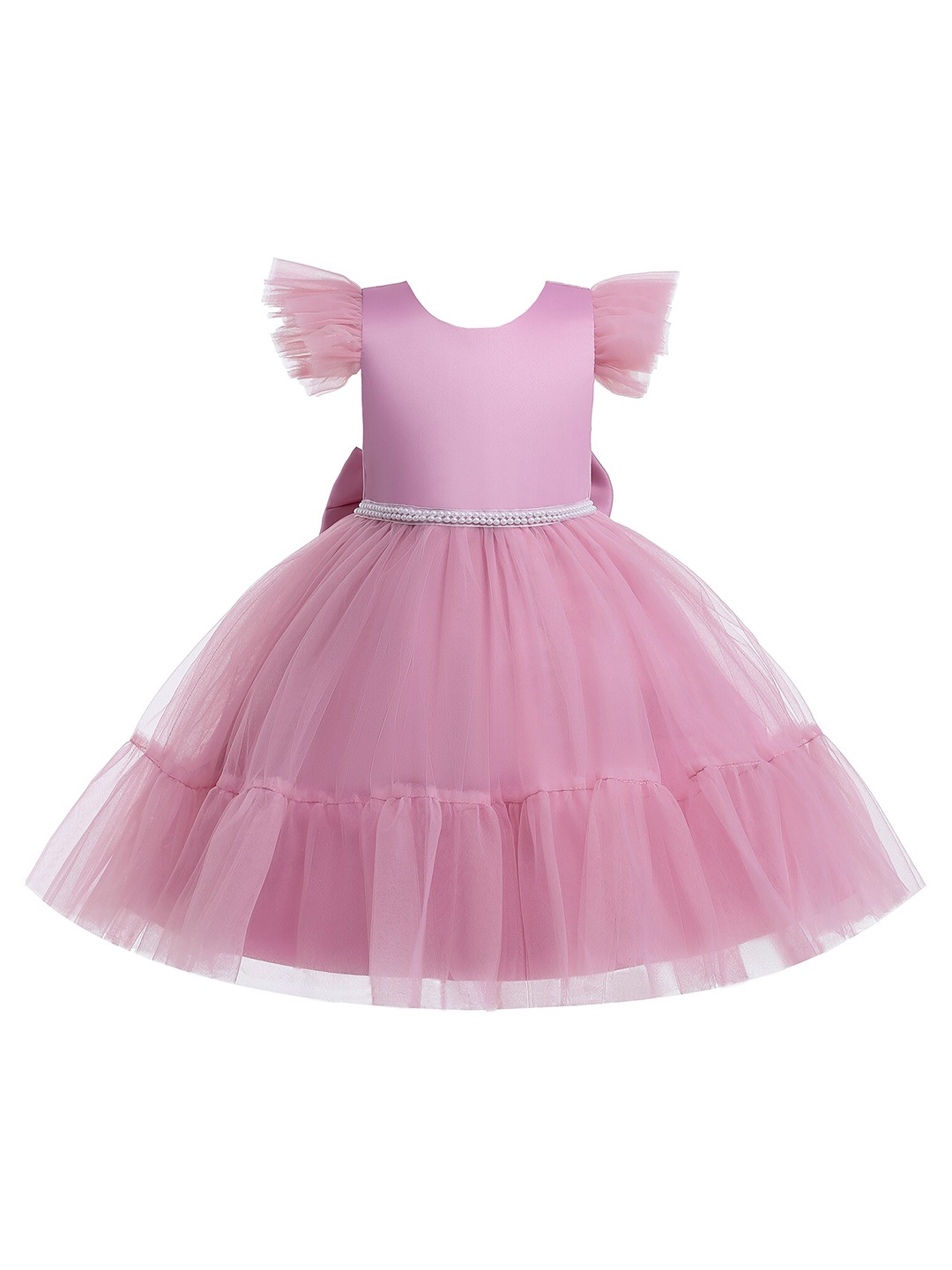 

StyleCast Pink Girls Flared Sleeves Bow Embellished Fit & Flare Dress