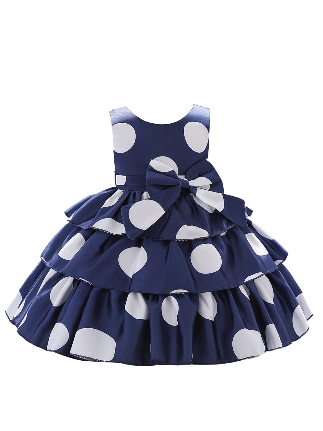 

StyleCast Girls Navy Blue Polka Dot Printed Layered Fit & Flare Dress