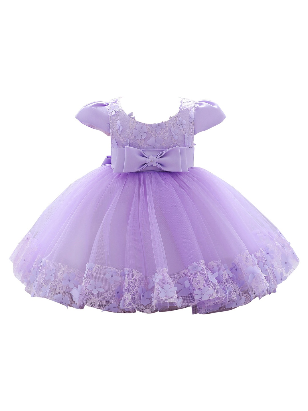 

StyleCast Girls Embellished Puff Sleeve Bow Fit & Flare Dress, Purple