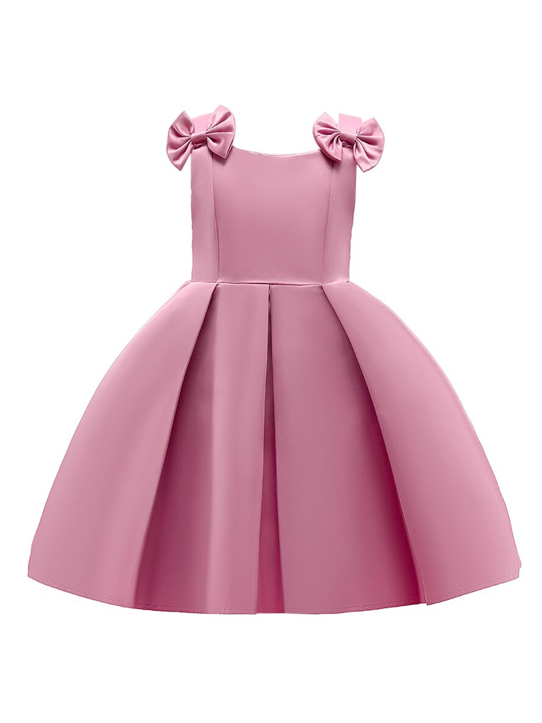 

StyleCast Girls Pink Shoulder Straps Bow & Gathered Detail Fit & Flare Dress