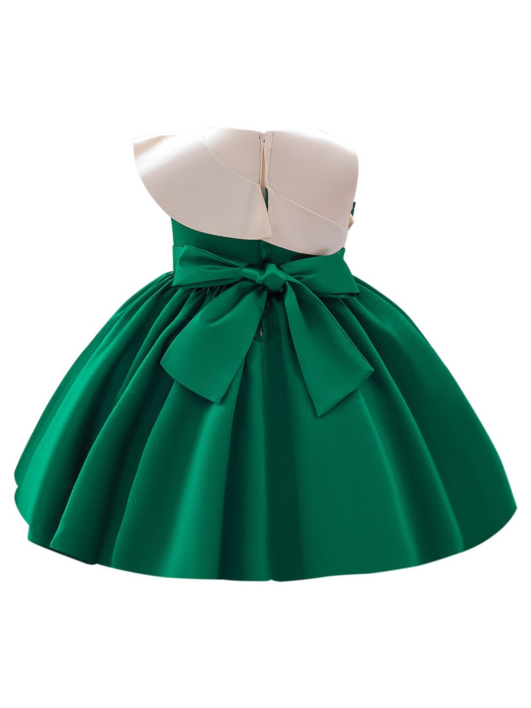 

StyleCast Green & Off White Girls Colourblocked Bow Detailed Sleeveless Fit & Flare Dress