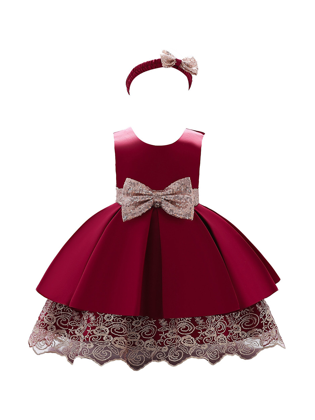 

StyleCast Maroon Round Neck Fit & Flare Dress
