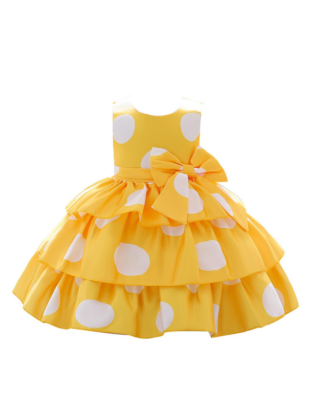 

StyleCast Yellow Girls Polka Dot Print Layered Fit & Flare Maxi Dress