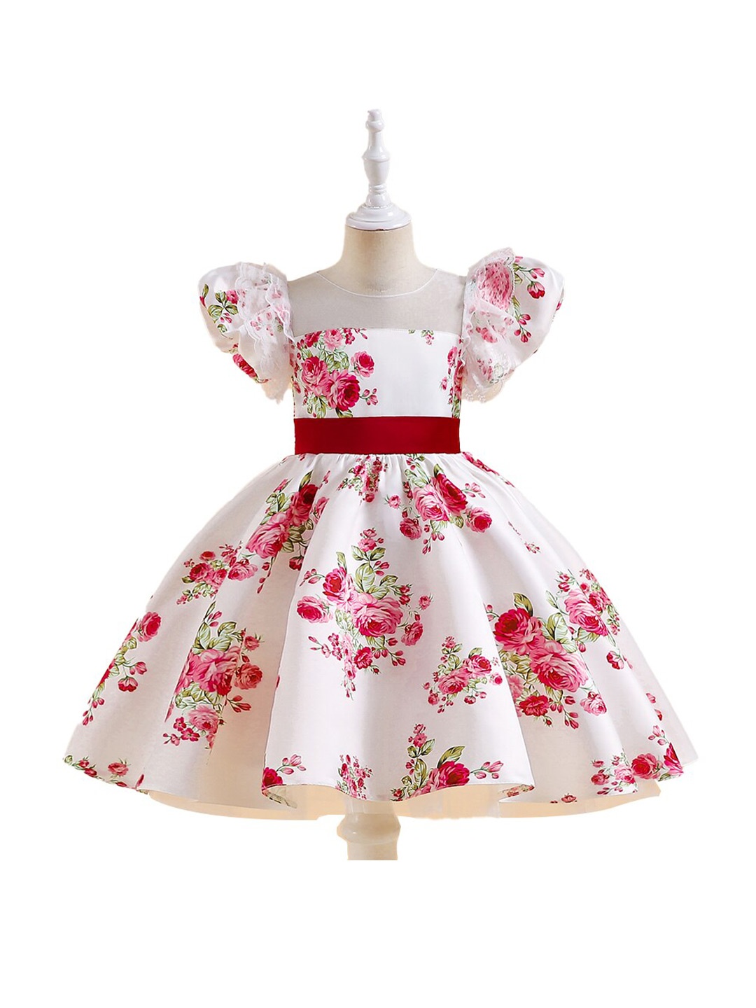

StyleCast White & Red Floral Print Puff Sleeve Fit & Flare Dress