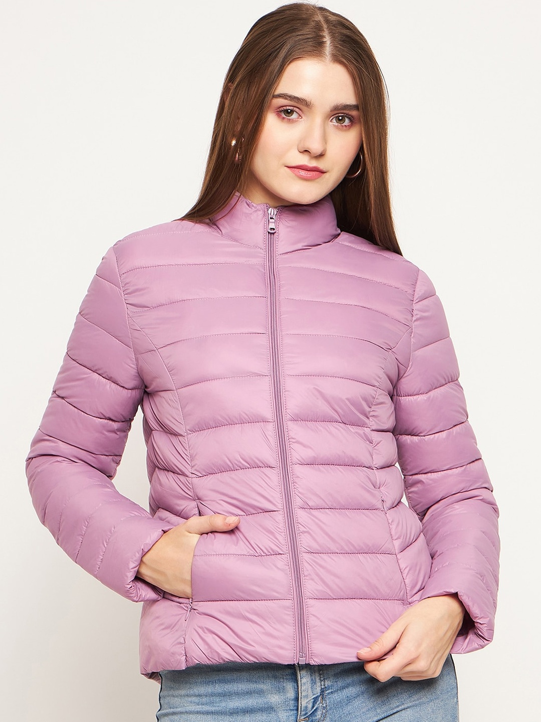 

Madame Mock Collar Puffer Jacket, Pink