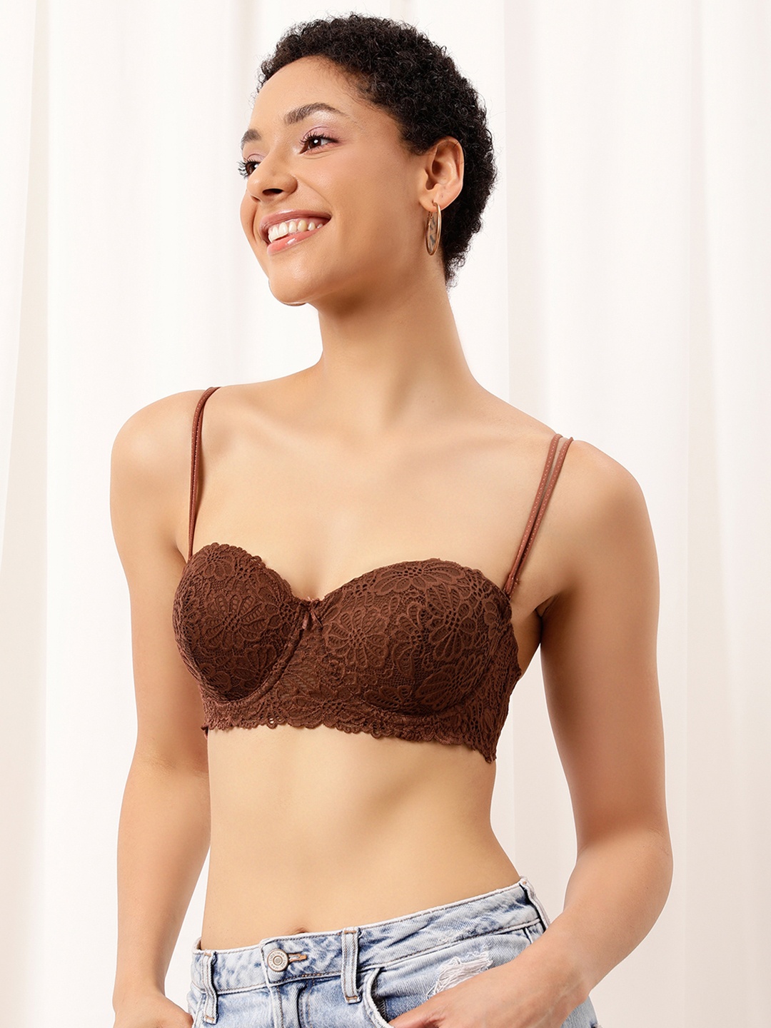 

Clovia Full Coverage Underwired Lightly Padded Balconette Bra With All Day Comfort, Brown