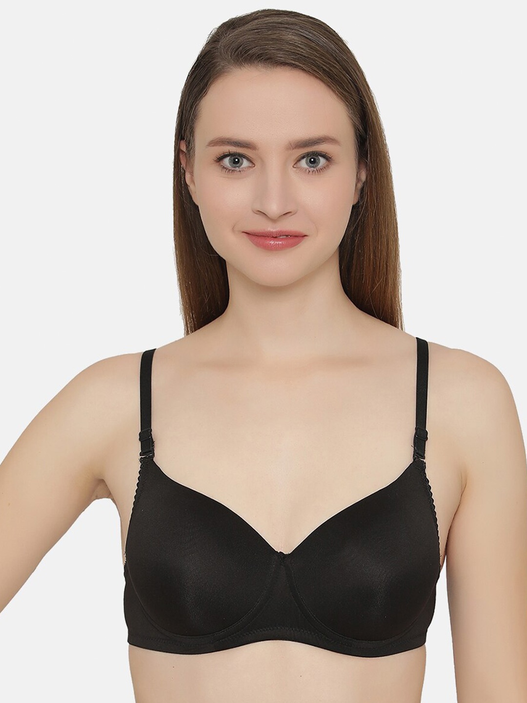 

Clovia Underwired Full Coverage Lightly Padded T-shirt Bra With All Day Comfort, Black