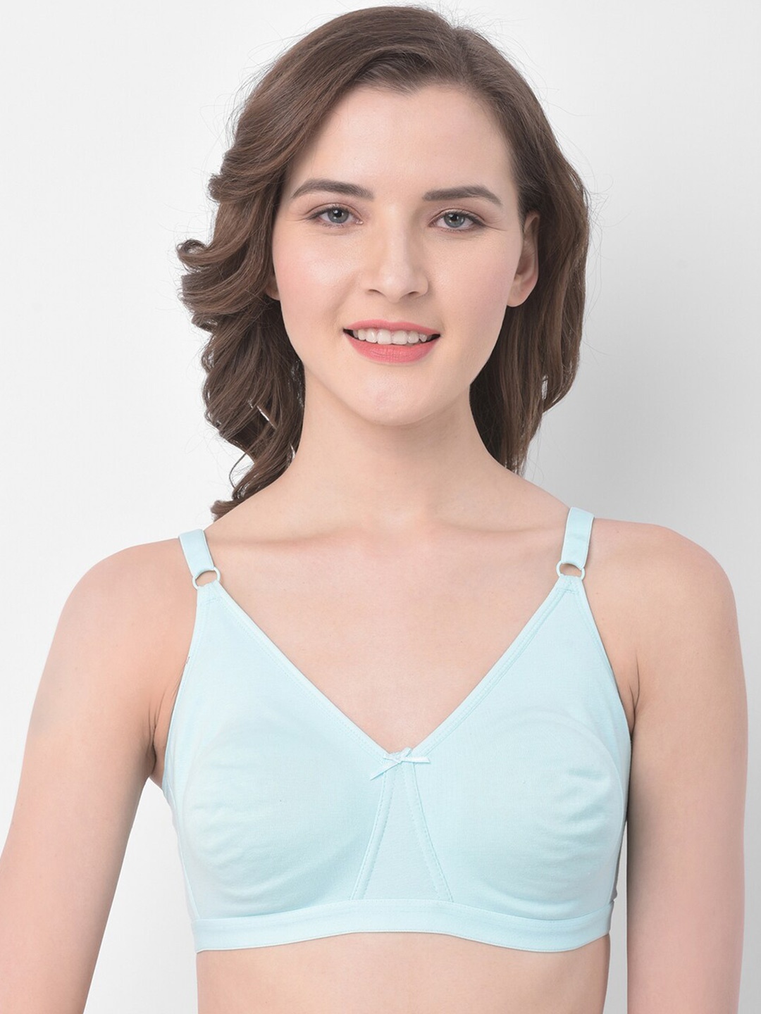 

Clovia Printed Non-Wired Full Coverage Non-Padded Cotton T-shirt Bra With All Day Comfort, Blue