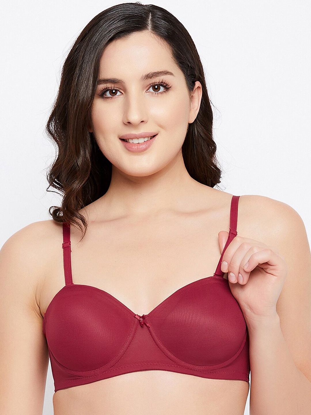 

Clovia Lightly Padded Full Coverage Balconette Bra With All Day Comfort, Maroon