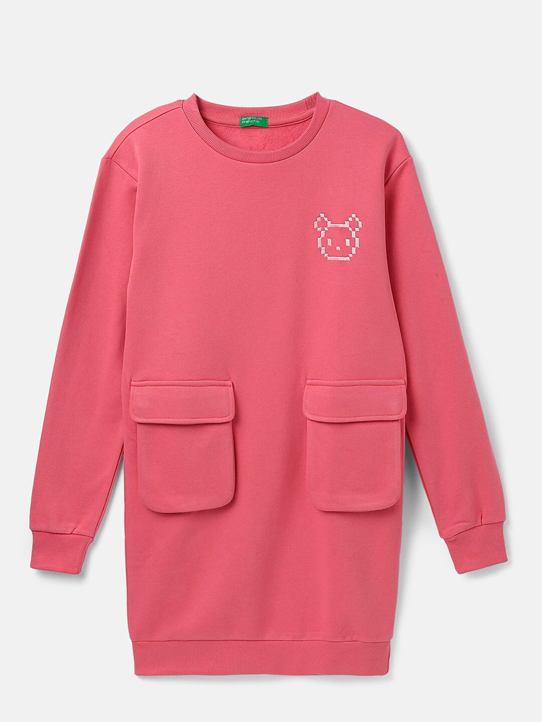 

United Colors of Benetton Round Neck Cotton T-shirt Dress, Pink
