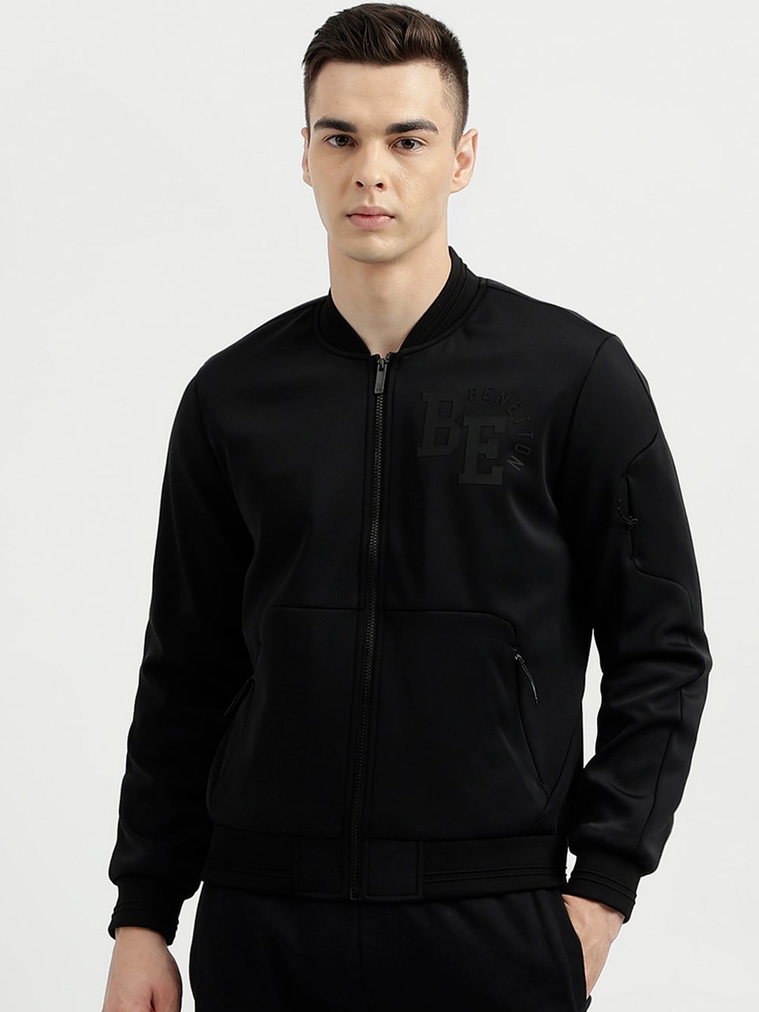 

United Colors of Benetton Mock Collar Sporty Jacket, Black