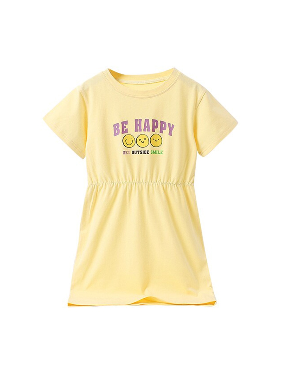 

StyleCast Yellow Typography Printed Cotton T-shirt Dress