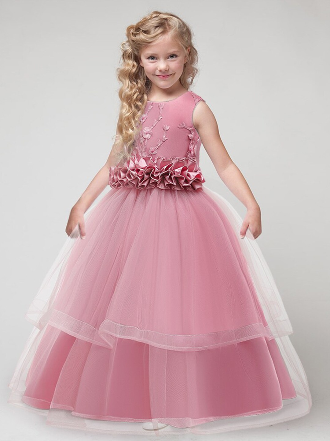 

StyleCast Girls Floral Embellished Ruffled Gown Dress, Pink