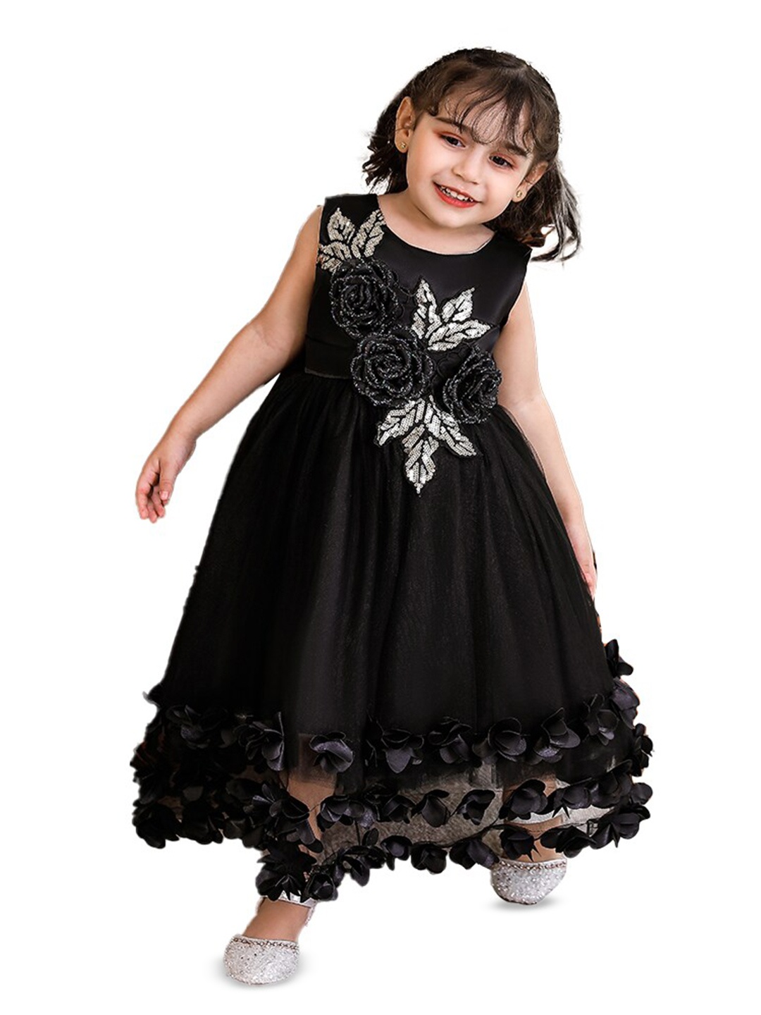 

StyleCast Girls Black Floral Applique Fit & Flare Maxi Dress