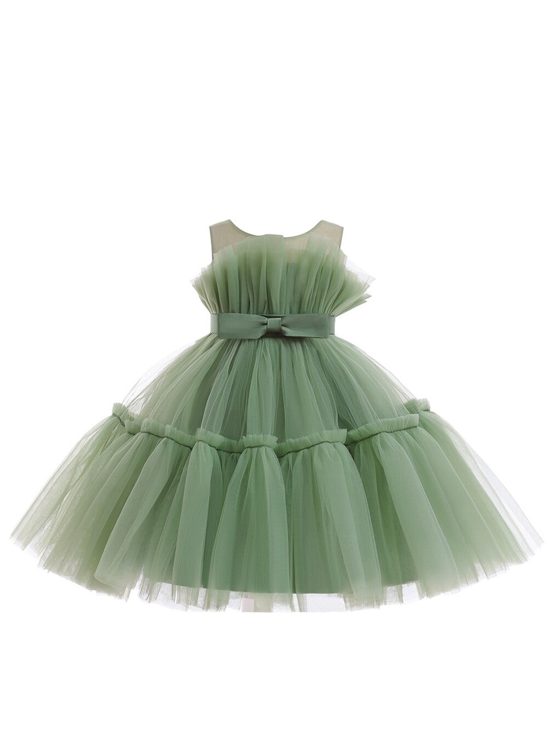 

StyleCast Girls Green Round Neck Bow Party Balloon Dress