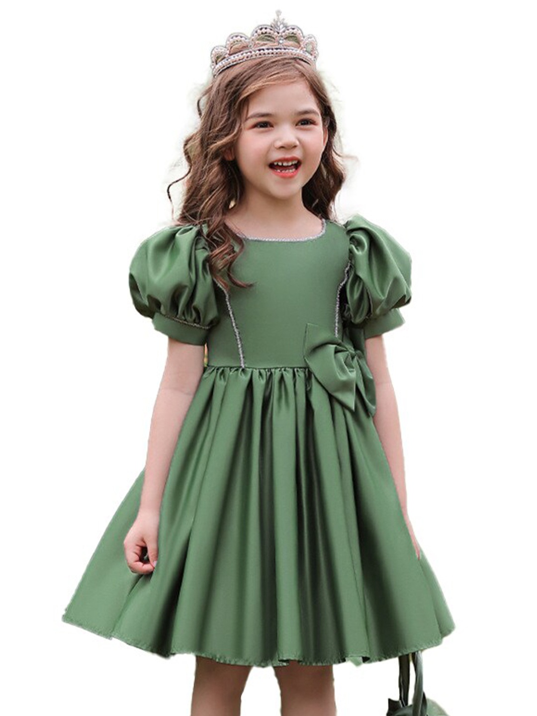 

StyleCast Girls Green Puff Sleeve Fit & Flare Dress