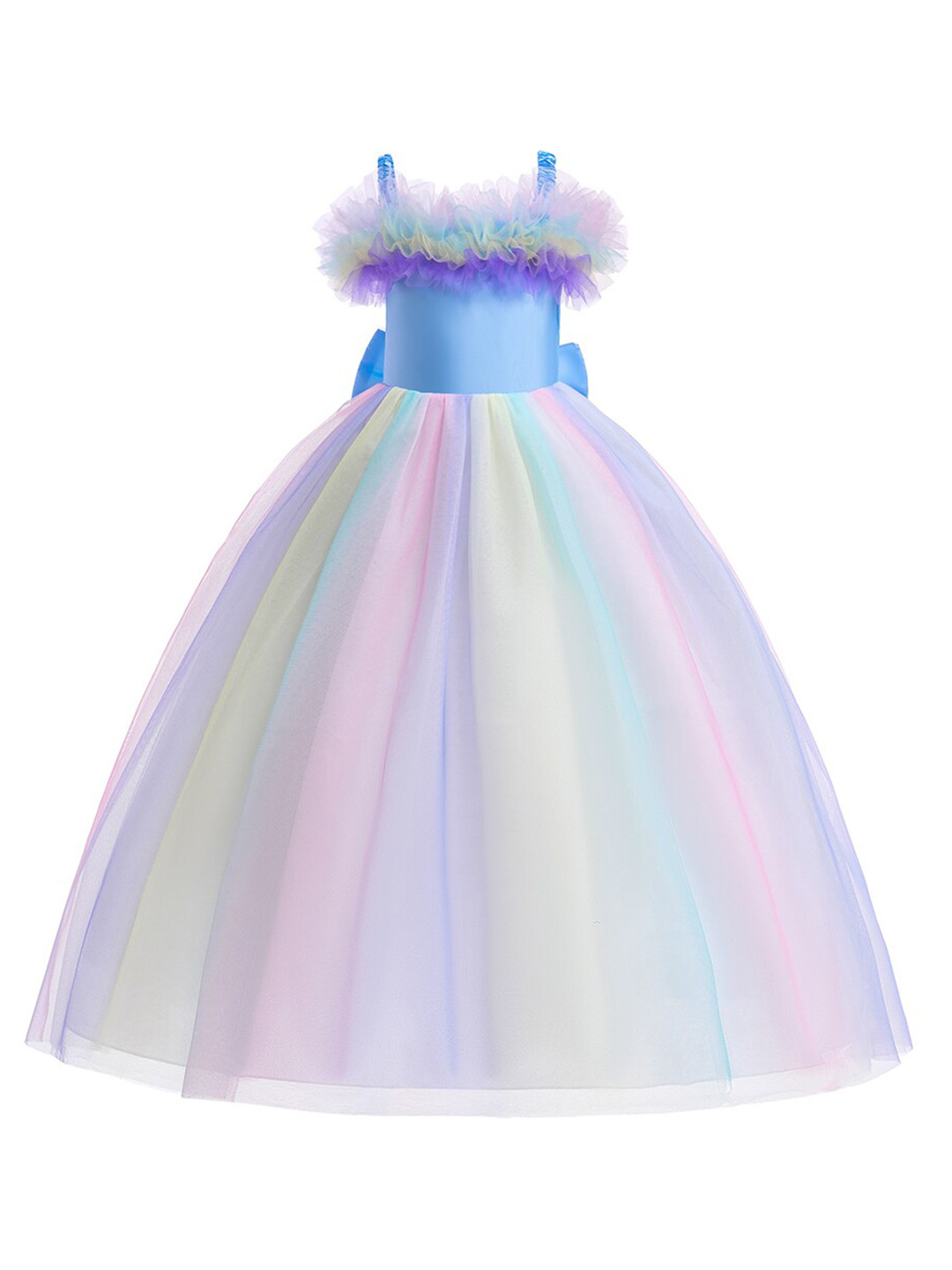 

StyleCast Girls Blue Self Design Ruffles Net Gown Maxi Dress
