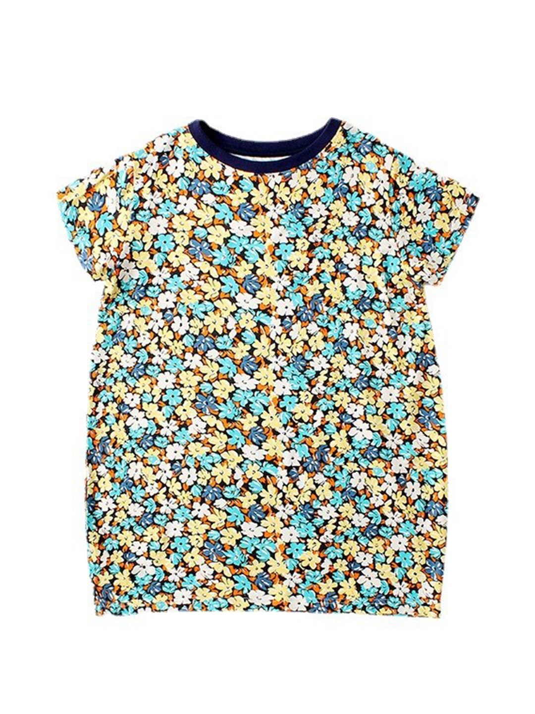 

StyleCast Girls Blue Floral Printed Round Neck Cotton T-shirt Dress
