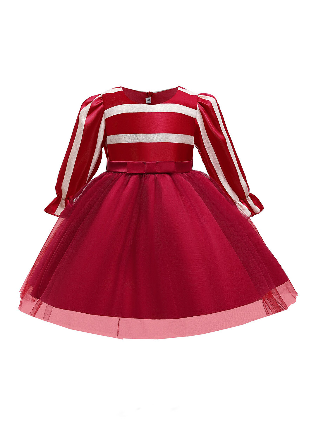 

StyleCast Girls Red Striped Bell Sleeves Gathered Fit & Flare Dress