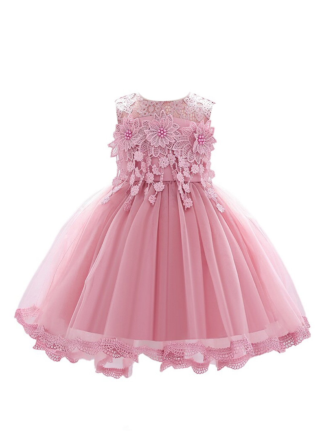 

StyleCast Pink & puce Embellished Embroidered Applique Fit & Flare Dress