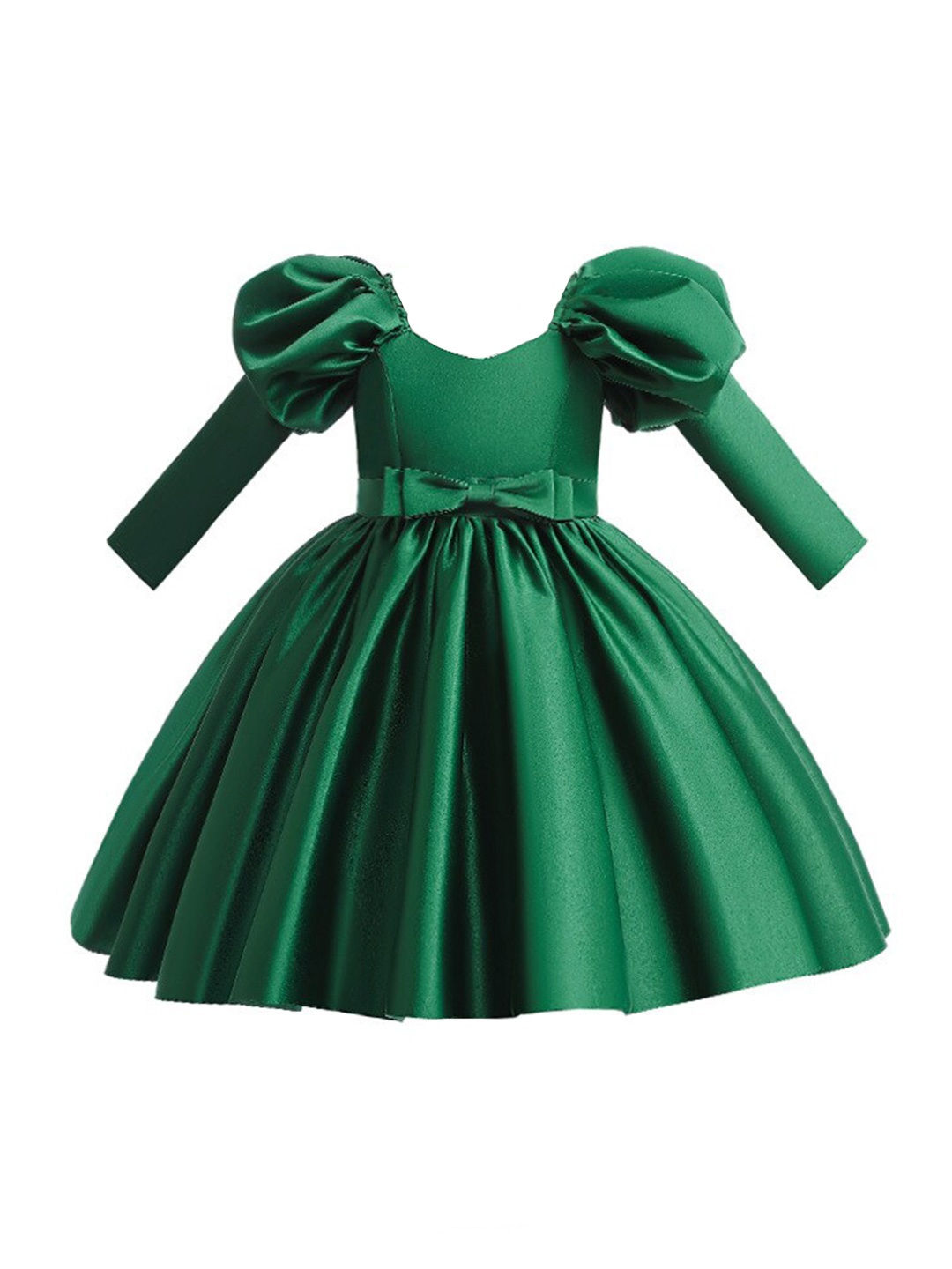 

StyleCast Girls Green Puff Sleeves Gathered Fit & Flare Dress
