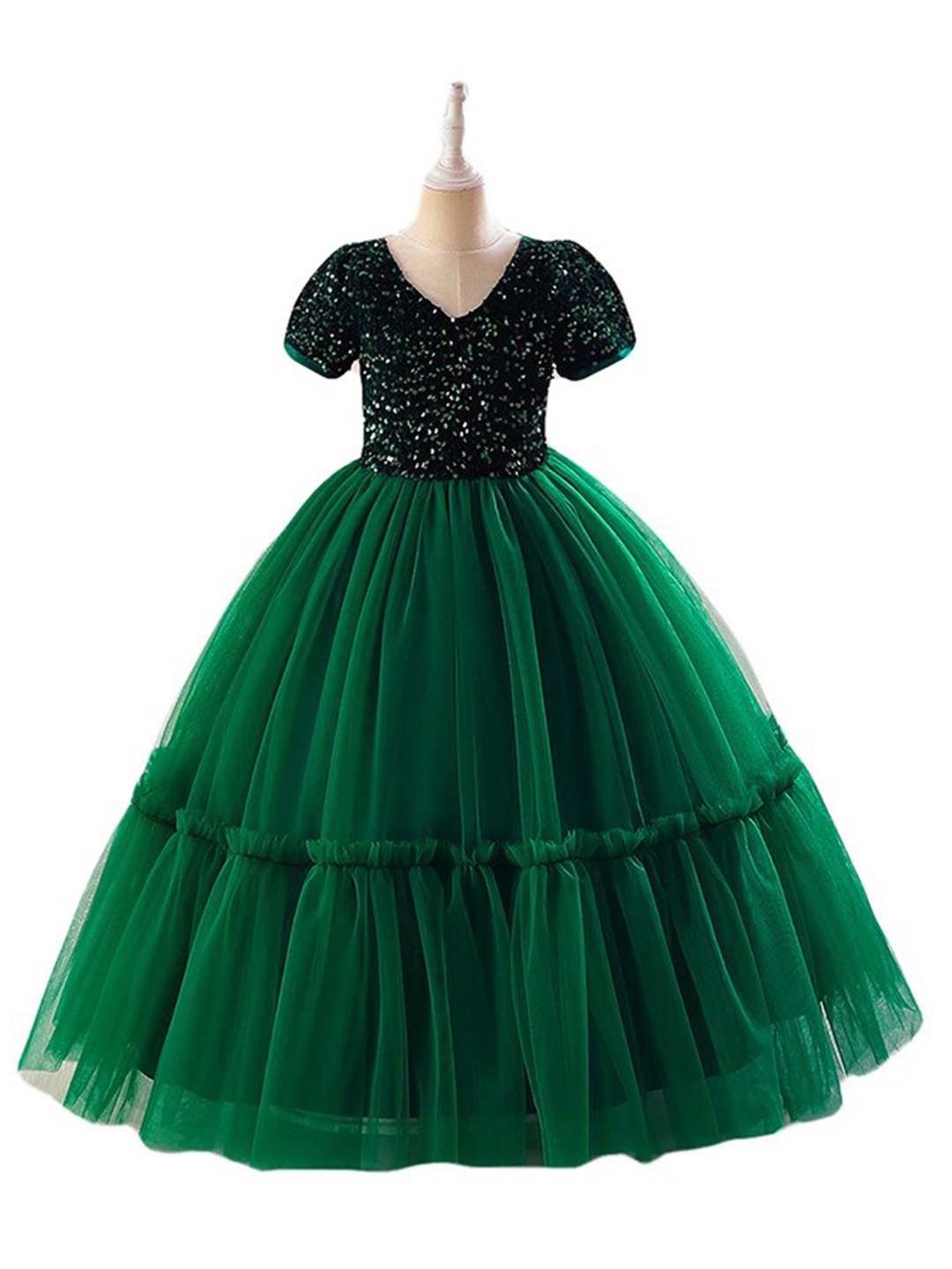 

StyleCast Girls Green Embellished Sequinned Maxi Dress