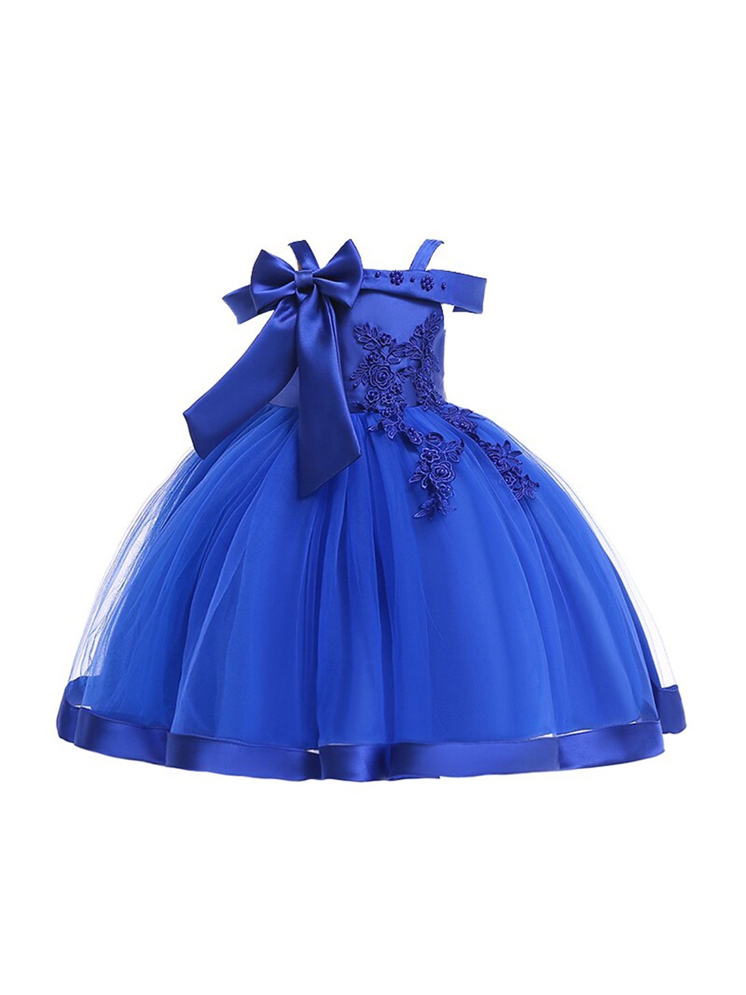 

StyleCast Girls Blue Shoulder Straps Corsage Detail Balloon Dress