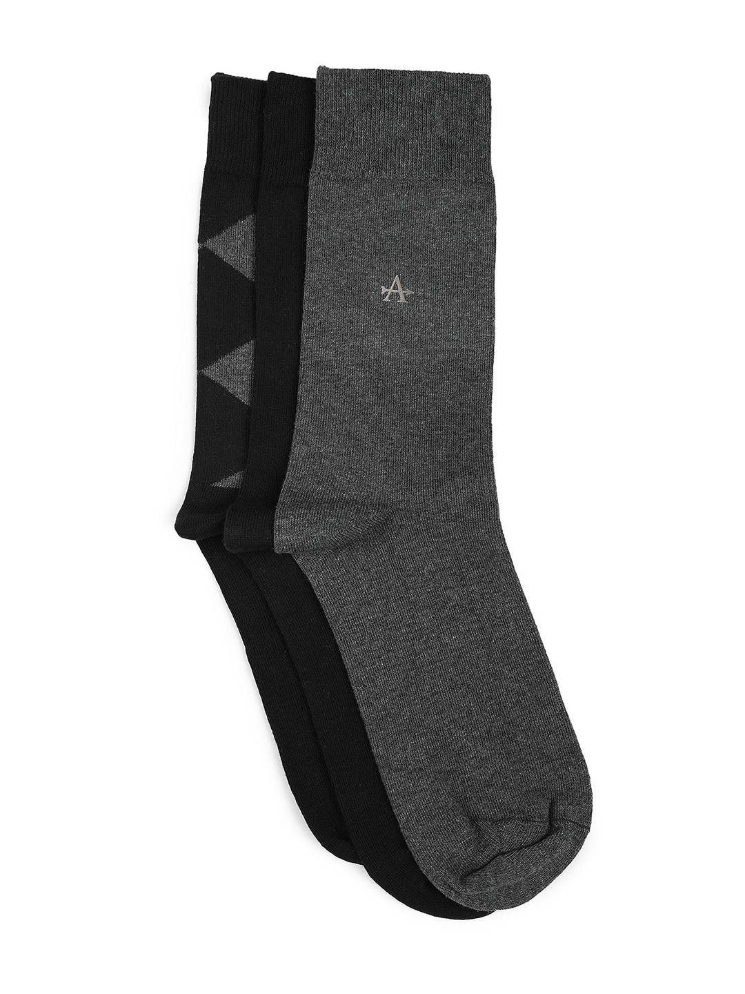 

Arrow Men Pack Of 3 Patterned Cotton Breathable Above Ankle Length Socks, Black