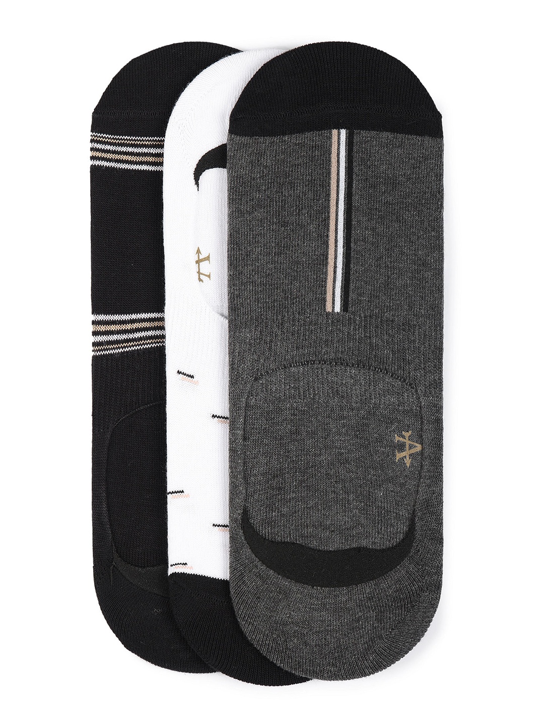 

Arrow Men Pack Of 3 Patterned Cotton Breathable Shoe Liners Socks, Black