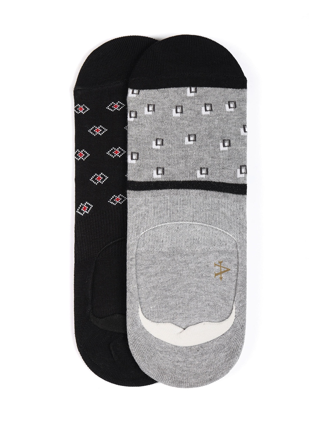 

Arrow Men Pack Of 2 Patterned Cotton Shoe Liners Socks, Grey