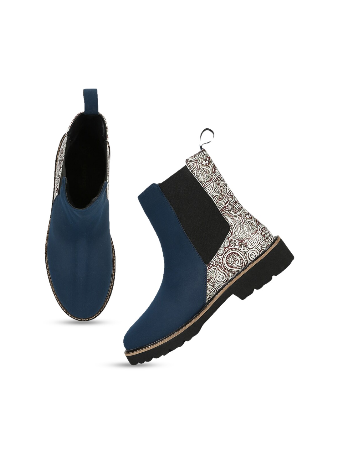 

yoho Women Mid Top Printed Chelsea Boots, Navy blue