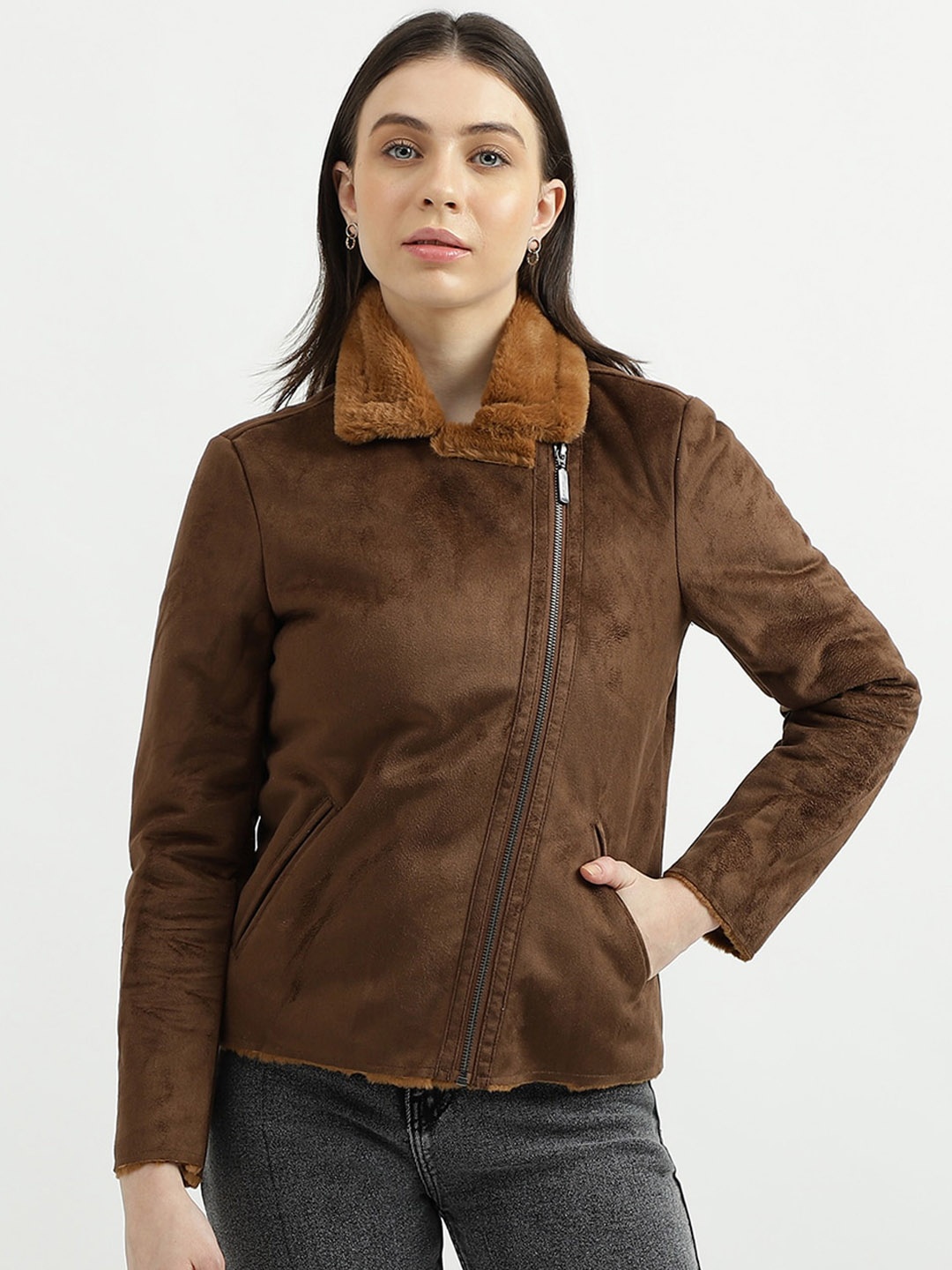 

United Colors of Benetton Spread Collar Tailored Jacket, Brown