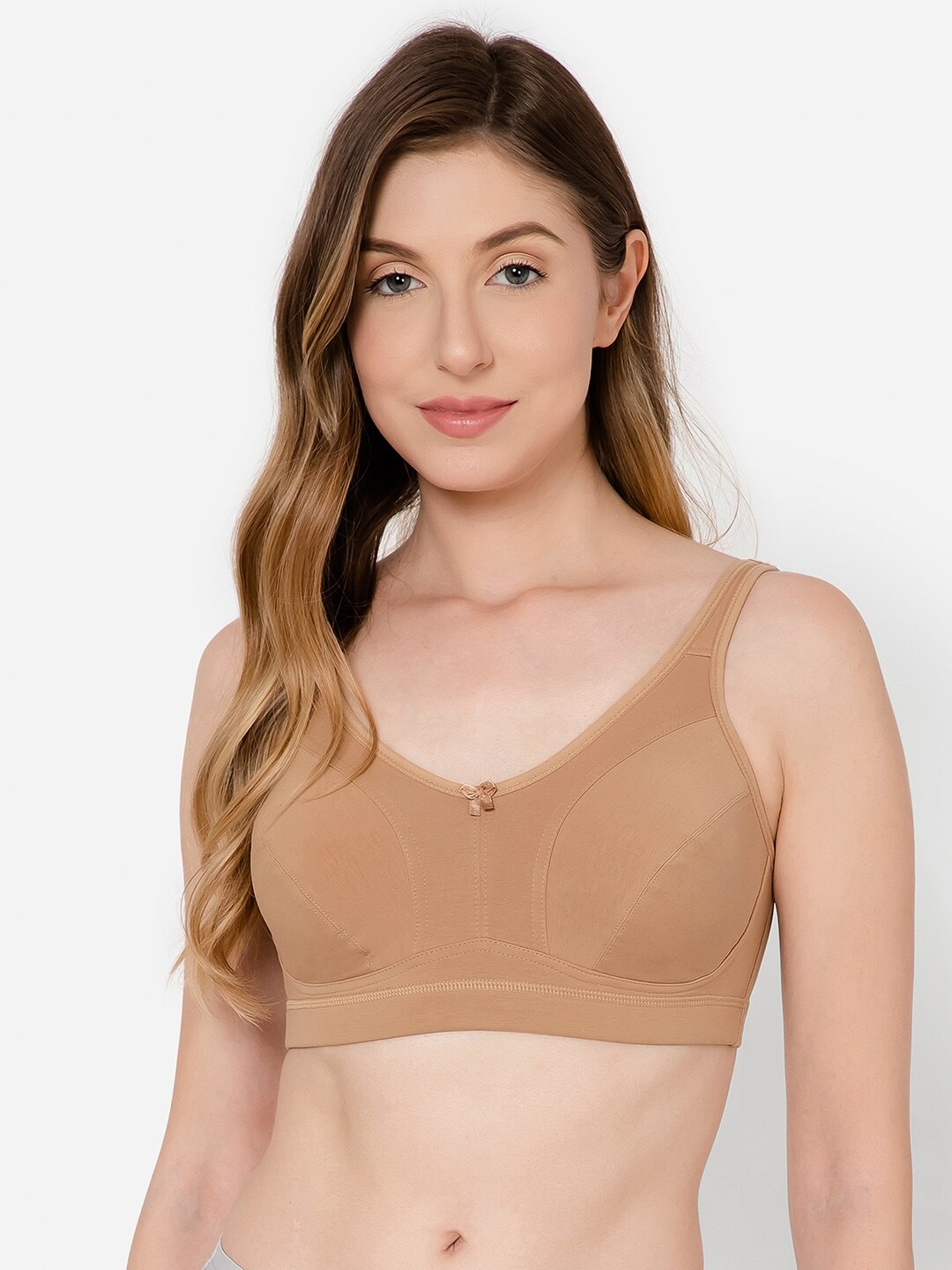 

Clovia Lightly Padded Full Coverage Everyday Cotton Bra With All Day Comfort, Beige