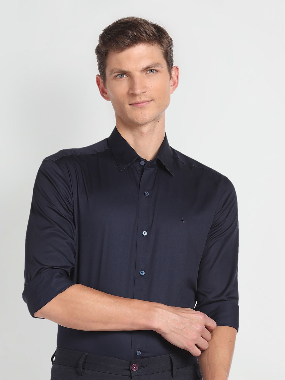 

Arrow New York Slim Fit Spread Collar Pure Cotton Formal Shirt, Blue